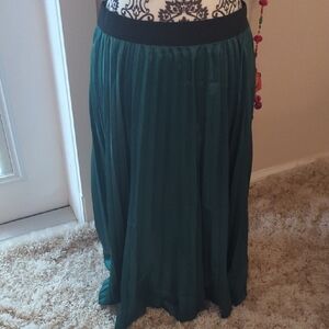 SHEIN Teal Maxi Skirt with Black Waistband